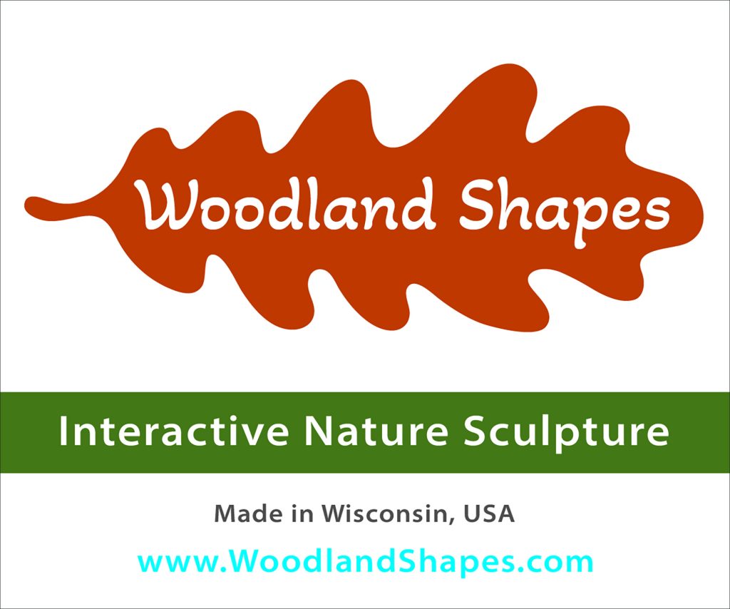 Woodland Shapes logo design and sticky label. 
