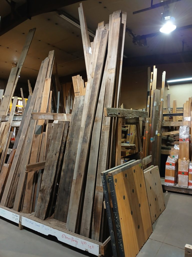 Reclaimed Pine (Pinus sp.) lumber. 